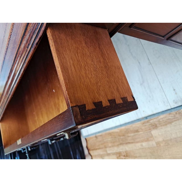 Antique Twin Pedestal Desk in Mahogany with Leather Top, 1980s For Sale - Image 15 of 18