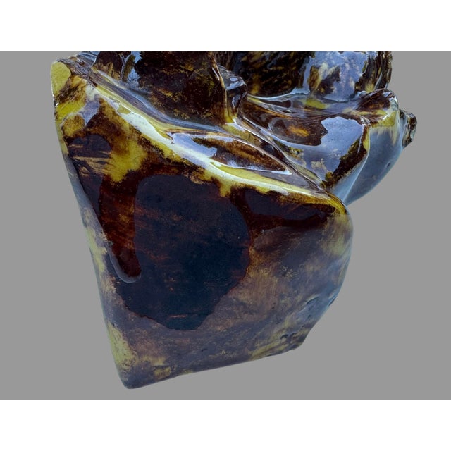 Ceramic Antique Rockingham Glaze Yellowware Eagle Corner Wall Shelf Bracket 9” For Sale - Image 7 of 11