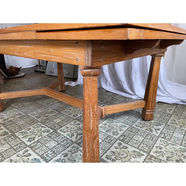 Vintage 1963 Attributed to A. Brandt Co. “Ranch Oak” Expandable Rustic Western Style Dining Table For Sale In New York - Image 6 of 13