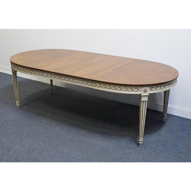 High End Vintage Solid Cherry Italian Neoclassical Regency Revival 93" Oval Dining Table For Sale - Image 4 of 10