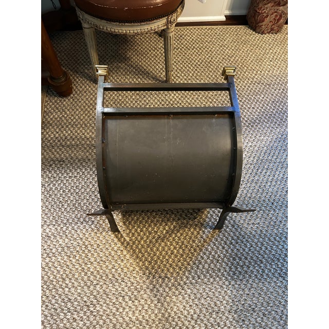 Late 20th Century Late 20th Century Jansen Style Brass and Metal Fireplace Storage Basket For Sale - Image 5 of 6