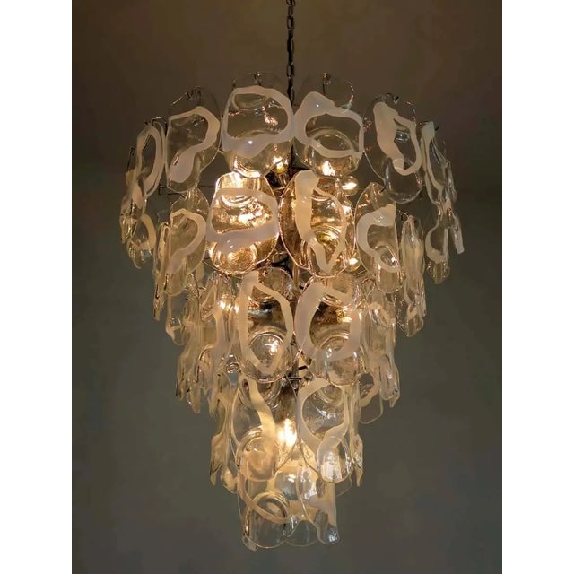 Metal Italian Murano Chandelier Lamp Vistosi – 50 Clean and White Lattimio Glasses For Sale - Image 7 of 10