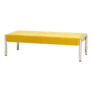 Stainless and Mohair Bench, 1970 For Sale