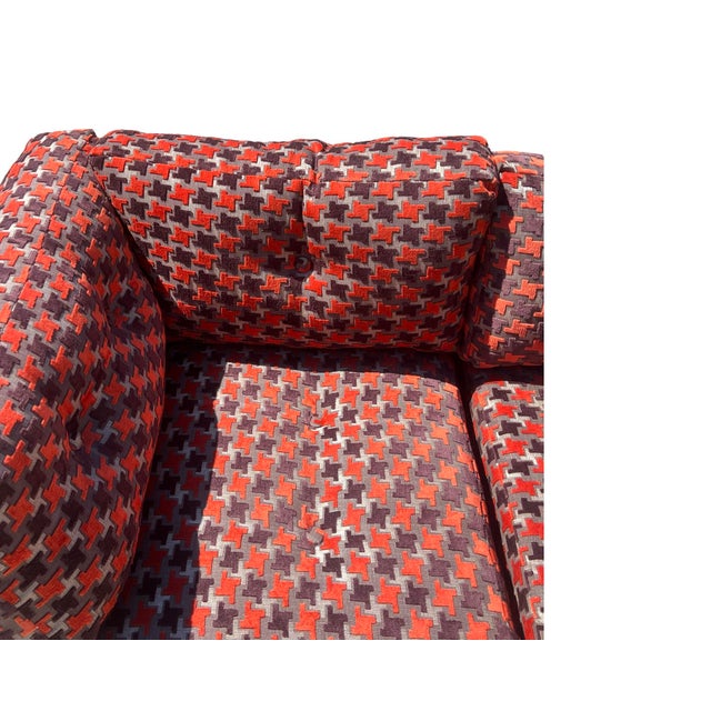 Vintage Mid Century Modern 1970s - 1980s 4 Piece Modular Orange Velvet Geometric Sofa Restored Postmodern 80s For Sale - Image 9 of 12