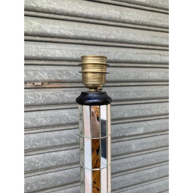 Pair of floor lamps "mirror", italian. In wood and mirrors circa 1960/1970 dimensions : h165 x w42 x d32 ( without...