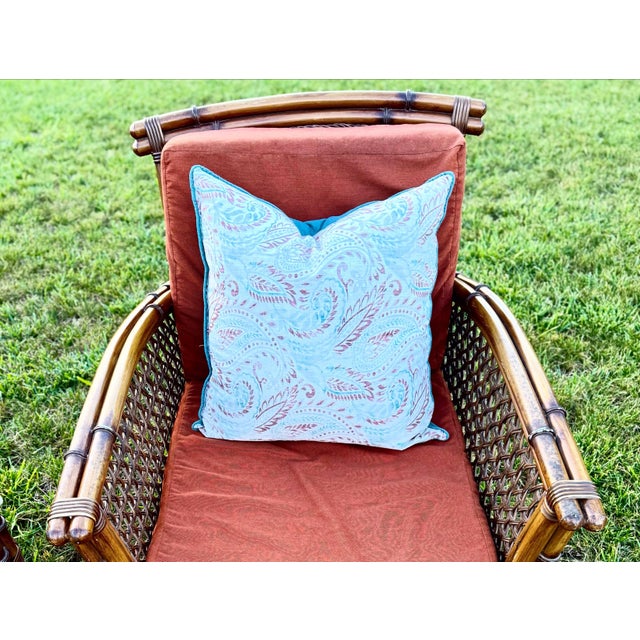 Elevate your living space or sunroom with this striking vintage split-bamboo and rattan lounge chair. Radiating the...