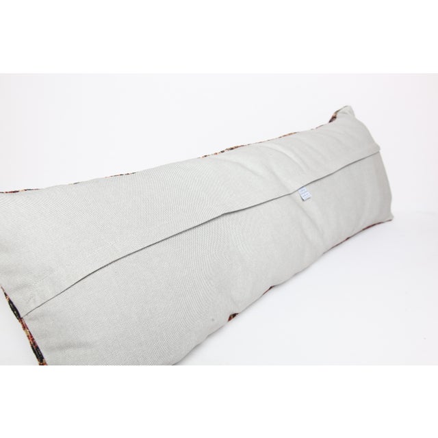 Early 20th Century Authentic Tribal Rug Pillow - Distressed Lumbar Pillow Cushion Cover -16'' X 42'' For Sale - Image 5 of 10