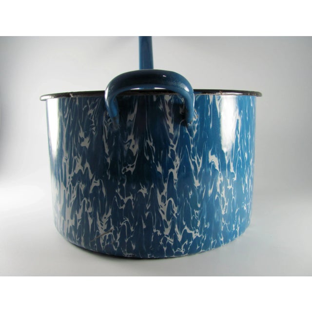 Vintage Graniteware Enamel Blue & White Swirl Marbled Mottled Agate