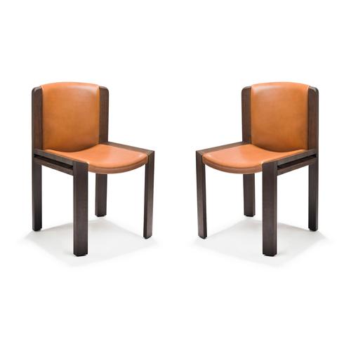 300 Chairs in Wood and Sørensen Leather by Joe Colombo for Karakter, Set of 4 For Sale - Image 3 of 17