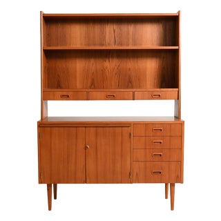 Vintage Scandinavian Teak Bookcase with Writing Desk, 1960s For Sale