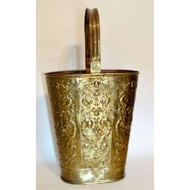 Gold Early 20th-Century English Embossed Gilt Brass Umbrella / Stick Stand For Sale - Image 8 of 12