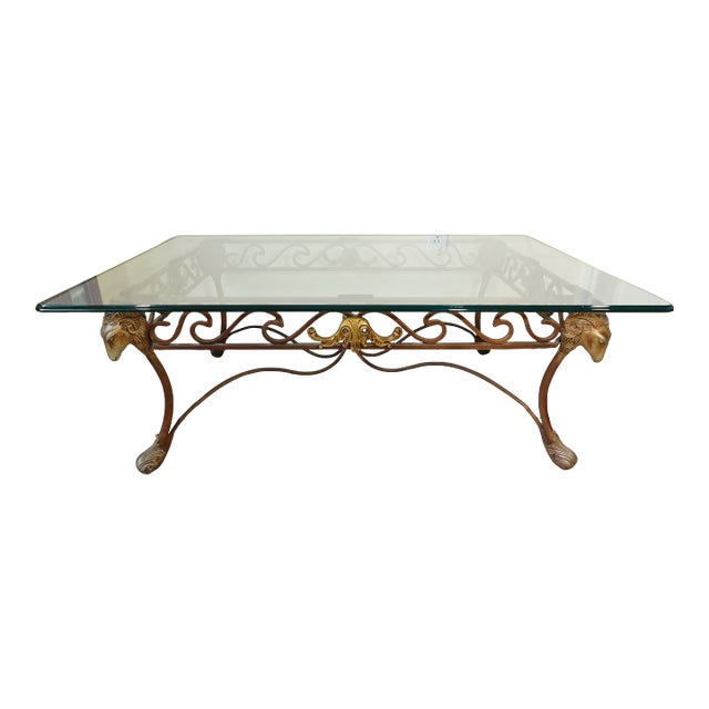 アンティークlion Glass Top Coffee Table Shop Gold Resin Lion Sitting Accent Table with Glass