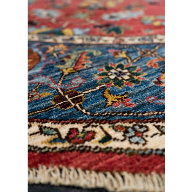 Red Oriental Hand Knotted Round Rug 8' x 8' #21389 For Sale - Image 8 of 8