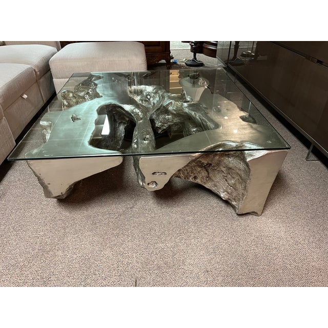 Mid-Century Modern Sequoia Coffee Table Silver Leaf Table For Sale - Image 3 of 11