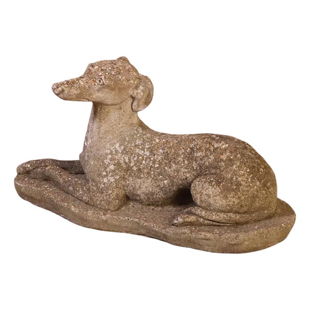 French Cast Stone Dog Statue, C. 1950 For Sale