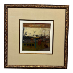 Abstract Mixed Media Art Work, Framed With Museum Glass