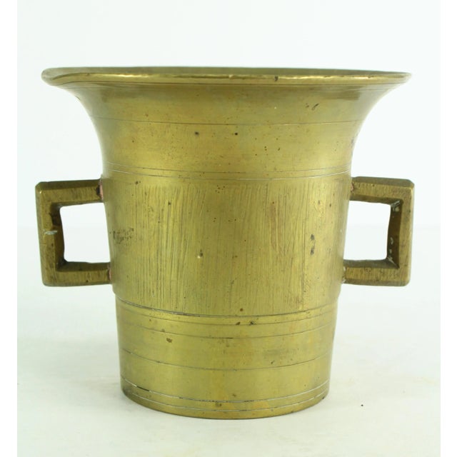 19th Century Apothecary Mortar and Pestle Set, Heavy Solid Bronze/Brass For Sale In Houston - Image 6 of 12