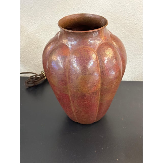 Brown Arts and Crafts Hand Hammered Copper Vase For Sale - Image 8 of 12