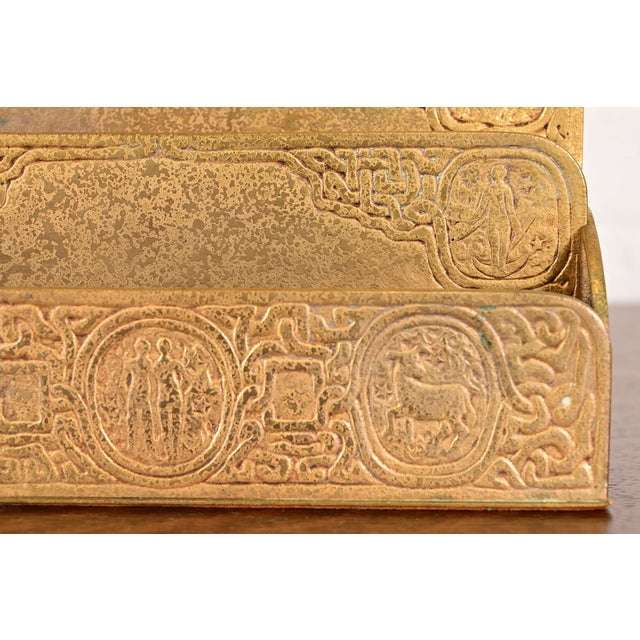 Bronze Tiffany Studios New York Zodiac Pattern Bronze Doré Letter Rack For Sale - Image 8 of 13