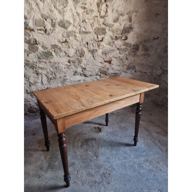 Vintage Pine Table with Extendable Side, 1930s For Sale - Image 9 of 18