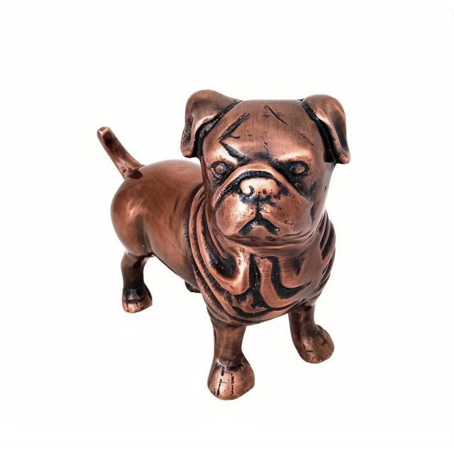Antique Copper Finish Metal Pug Dog Sculpture For Sale - Image 10 of 10