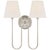 Chapman & Myers for Visual Comfort Signature Polaris 17" Double Sconce in Polished Nickel with Linen Shades For Sale