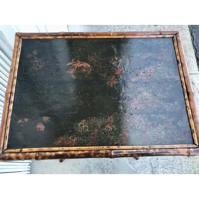 Wood 19th Century English " Tortoise Shell " Bamboo Side Table For Sale - Image 7 of 12
