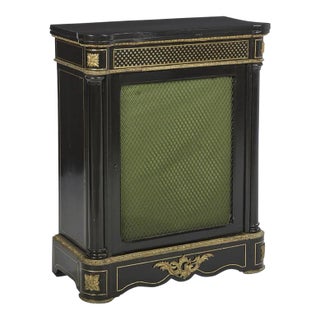 19th Century Empire Napoleon III Ebonized & Brass Inlaid Pier Cabinet For Sale