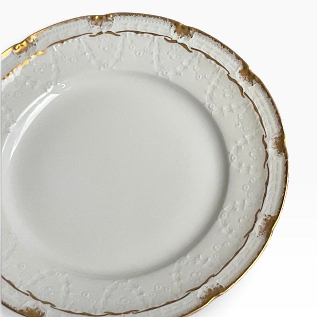 Antique Haviland Limoges Plates White Gold Floral - Set of 4 For Sale - Image 10 of 11