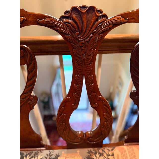 Late 20th Century Carved Settee With Needlepoint Seat For Sale - Image 5 of 11