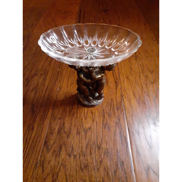 Brass 1960s Art Nouveau Brass Cherub Pedestal Trinket Bowl For Sale - Image 8 of 9