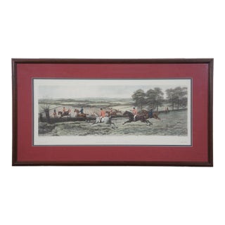 Antique Douglas Stock from Scent to View Fox Hunt Landscape Lithograph Print, Framed For Sale