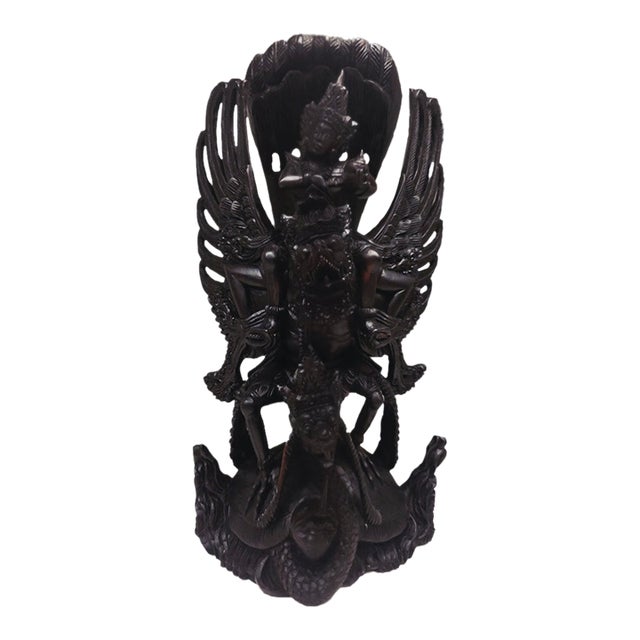 1930s Pre-War Balinese Modernist Macassar Ebony Vishnu Riding Garuda – Masterwork Exhibition Sculpture For Sale