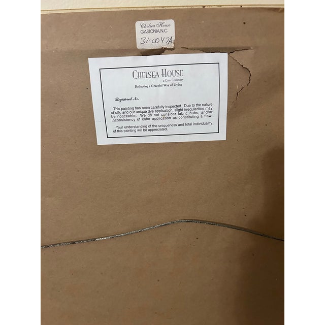 1990s Chinoiserie Oil on Silk Painting of Birds With Lotus Blooms by Chelsea - a Pair For Sale - Image 17 of 18