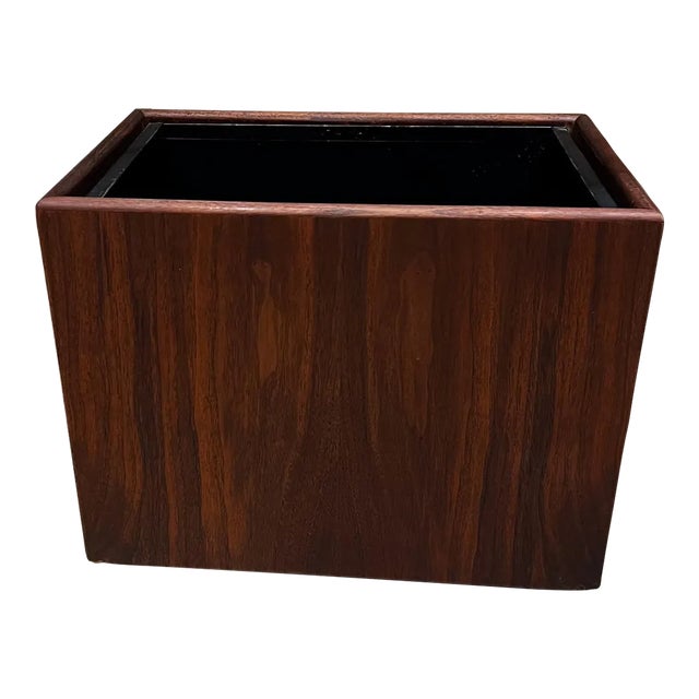 1970s Modern Walnut Wood Planter Box or Waste Basket For Sale