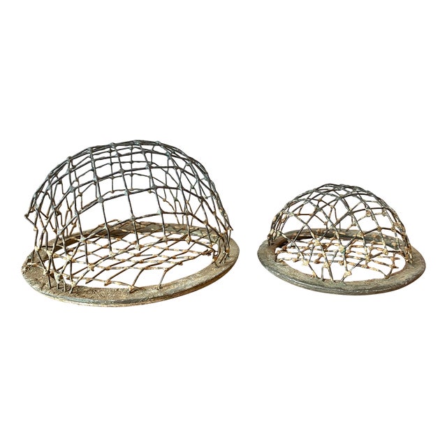 Vintage Lead Cage Style Flower Frogs, Set of 2 For Sale