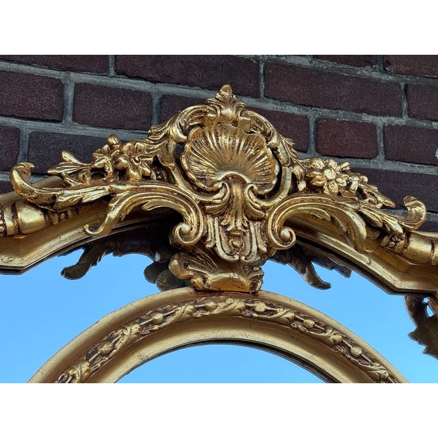 1970 French Louis XVI Gold Beech Wall Mirror 1pc For Sale - Image 11 of 13