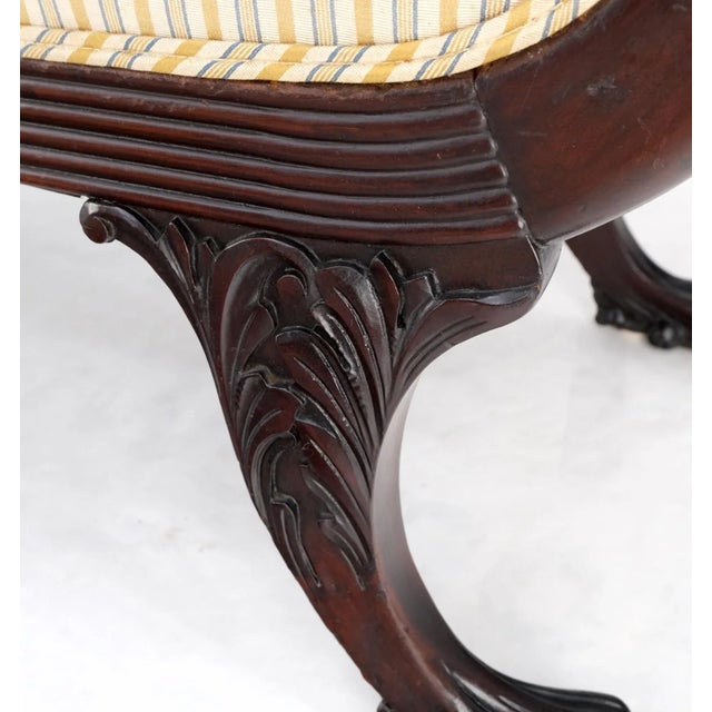 Finely Carved Mahogany Settee Loveseat Empire Claw Feet Tall Back CLEAN For Sale - Image 12 of 13