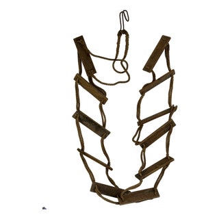 Unique Vintage Primitive Nautical Wood & Rope Ship Ladder, Wall/Garden Hanging Decor For Sale