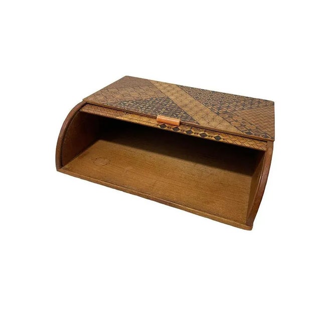 Japanese Kobako Yosegi Zaiku Marquetry Roll-Top Box For Sale - Image 6 of 12
