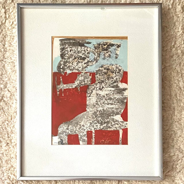 1970s 1970s Abstract Gouache on Paper, Framed For Sale - Image 5 of 5