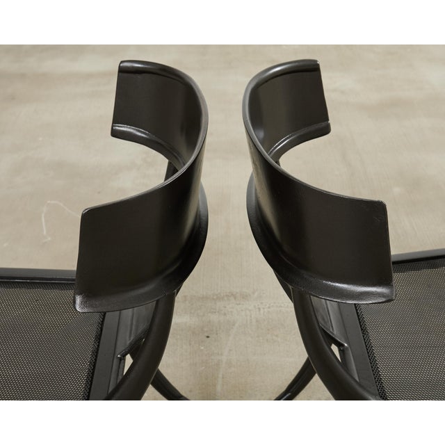 Michael Taylor Metal Klismos Garden Chairs Set of Four For Sale - Image 13 of 18