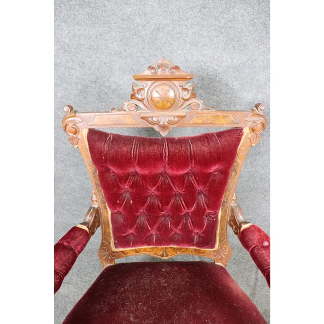 Pair of Fine Quality Walnut Antique Victorian John Jelliff Armchairs For Sale - Image 9 of 12