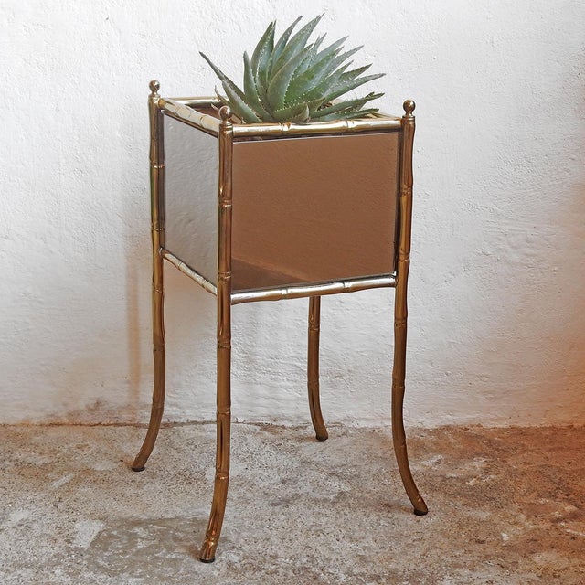 Gold Macetero Faux Bamboo in the style of Maison Baguès, 1980s For Sale - Image 8 of 8