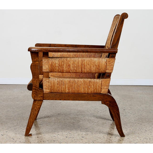 Bespoke Hand-Rushed Oak Lounge Chairs - a Pair For Sale - Image 4 of 11
