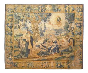Antique 18th Century Flemish Mythological Tapestry with Greek Deity Apollo