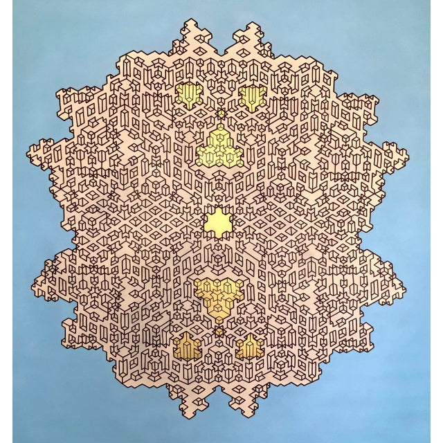 Pareidolia Labyrinth Anthropomorphic Geometry Origami Fractal Face Optical Illusion Canvas Painting For Sale