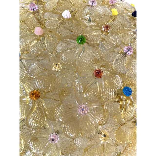Venetian Gold Flowers and Murano Glass Flush Mount by Simoeng For Sale - Image 10 of 12