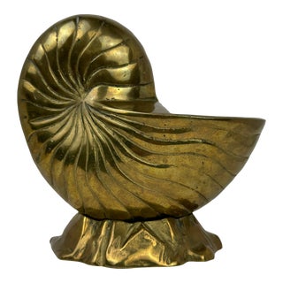 1970s Brass Nautilus Seashell Vase For Sale