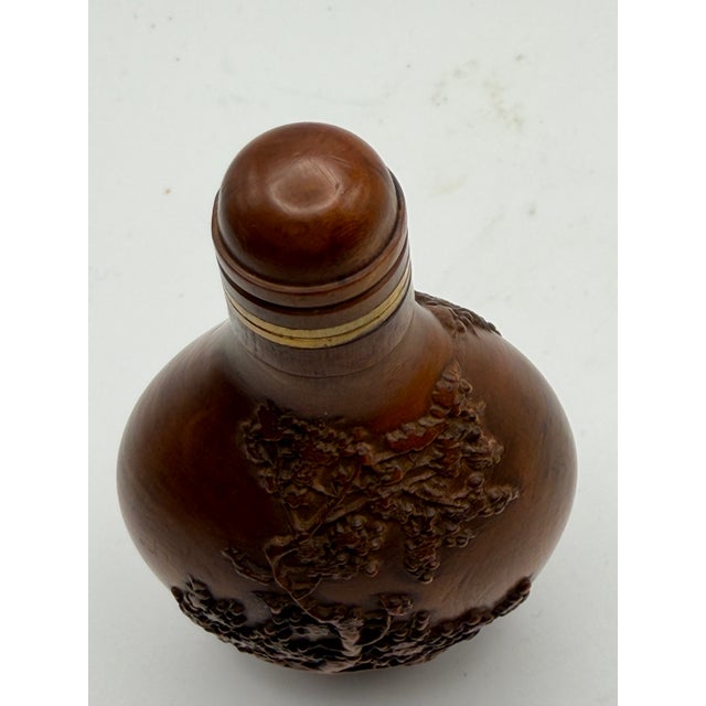 Contemporary Wood Snuff Bottle With Trees With Carvings of Trees For Sale - Image 9 of 12